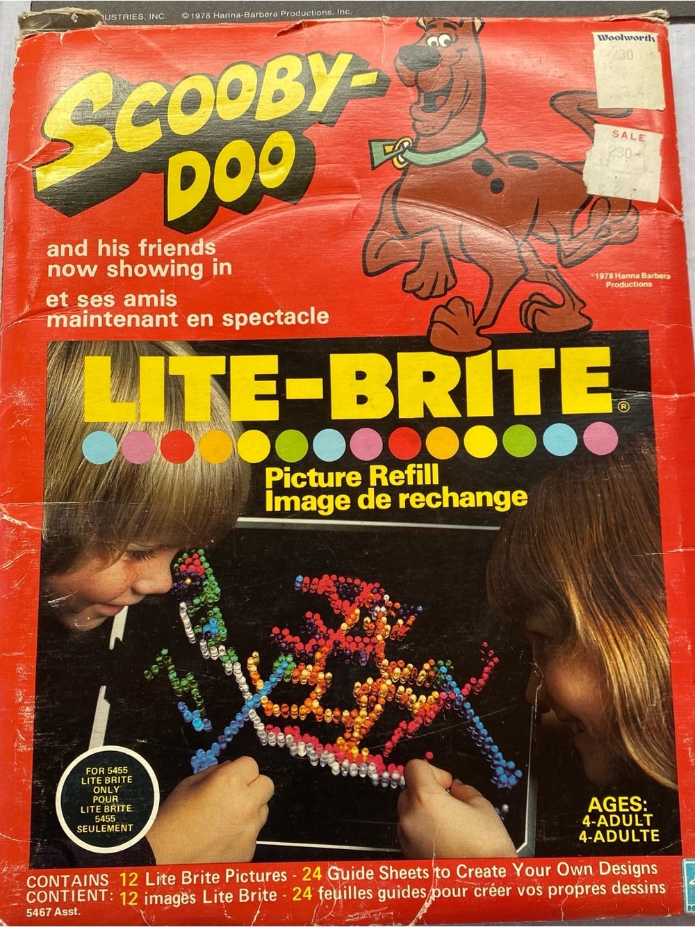 Vintage 1978 Scooby-Doo Lite-Brite Picture Refill Sheets Hasbro Hanna-Barbera
